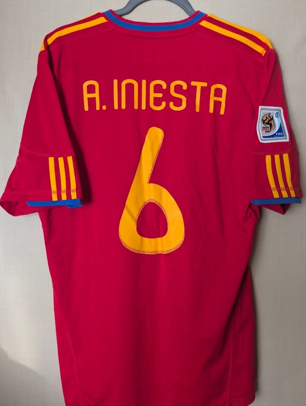 Spain 2010 Home Andres Iniesta Jersey Men's Large World Cup Fully Patched